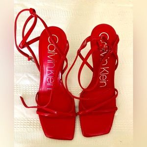 Red Calvin Klein Strap Heels